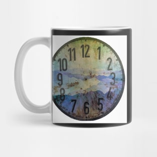 Clock face - Smoky Mountains Grunge Turqouise Blue Violet Option Mug